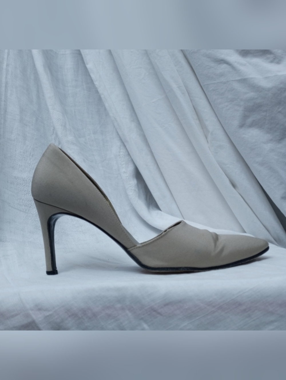 Vintage YSL Silk Beige Heels